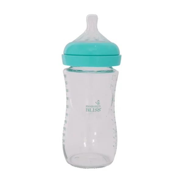 MOMMY'S BLISS WIDE NECK GLASS FEEDING BOTTLE 240 ML for 0+ Months | Green - Image 2
