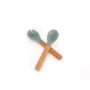 MOMMY'S BLISS Wooden Baby Spoon and Fork Set with Silicone Handle | 6+ Months | BPA-Free, FDA Certified | Green