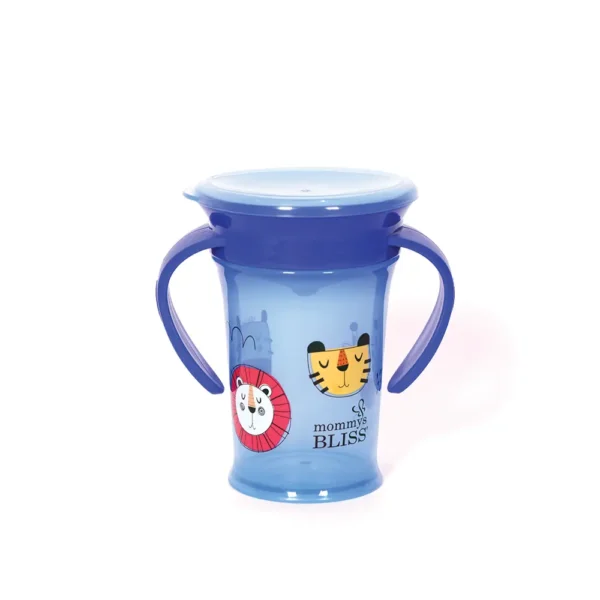 MOMMY'S BLISS Magic Cup | BPA-Free, Easy Grip, Non-Spill | 210ml for 12+ Months | Blue - Image 2
