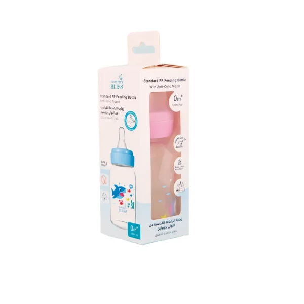 MOMMY'S BLISS STANDARD FEEDING BOTTLE 120 ML – BPA Free, Anti-Colic, Suitable for 3 Months+ | Pink - Image 2