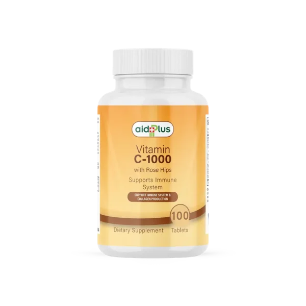 AID PLUS Vitamin C 1000 mg 100’s – Immune Support with Rose Hips, Citrus Bioflavonoids & Antioxidants