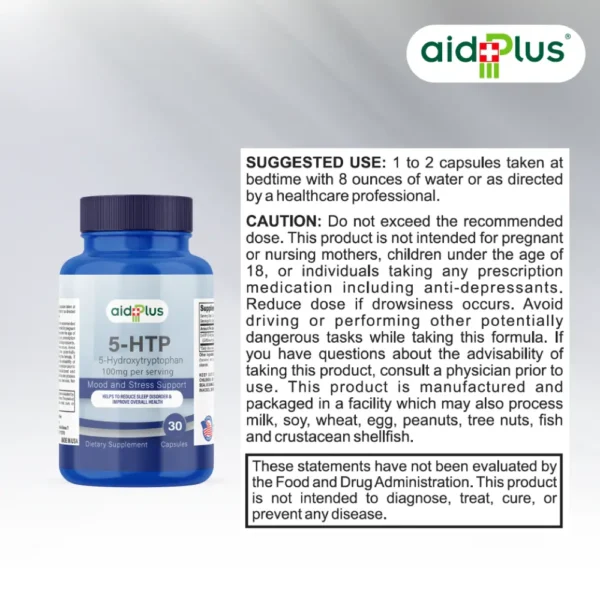 AID PLUS 5-HTP 50mg 30’s – Mood & Stress Support, Natural Serotonin Booster, Dietary Supplement - Image 3