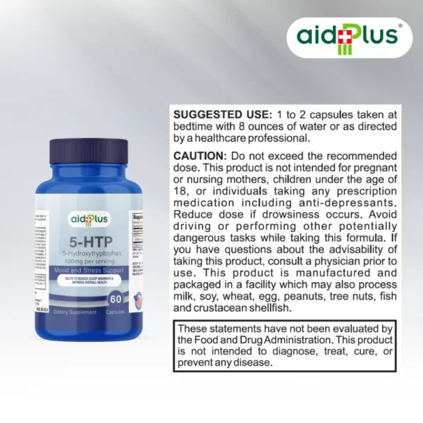 AID PLUS 5-HTP 50mg 60’s – Mood & Stress Support, Natural Serotonin Booster, Dietary Supplement - Image 3