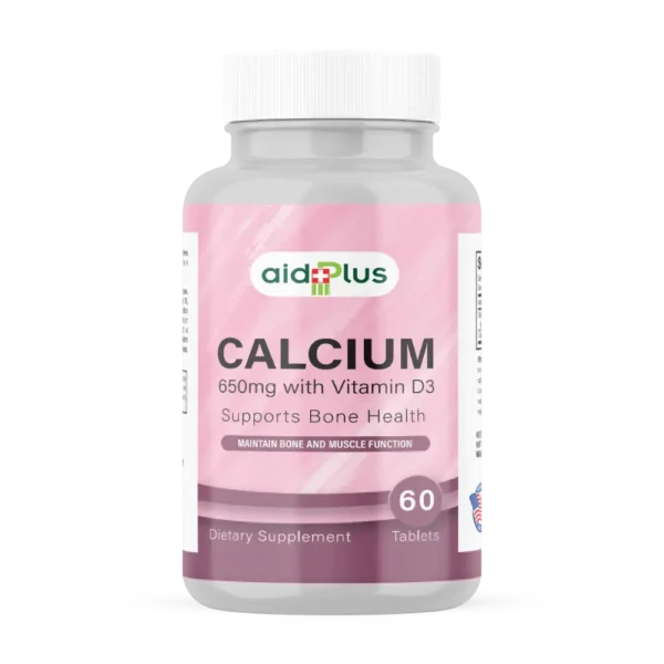 AID PLUS Calcium 650 mg with Vitamin D, Magnesium & Boron – 60 Capsules for Bone Health
