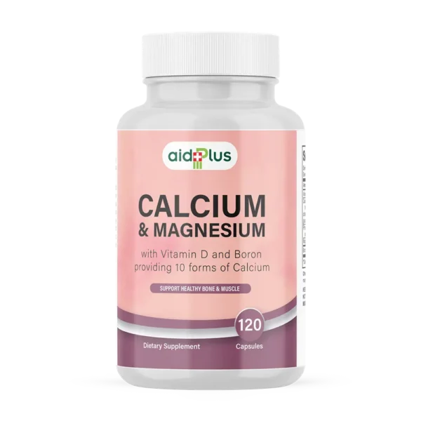 AID PLUS Calcium Magnesium – 120 Capsules | Bone Strength & Muscle Support with Vitamin D & Boron