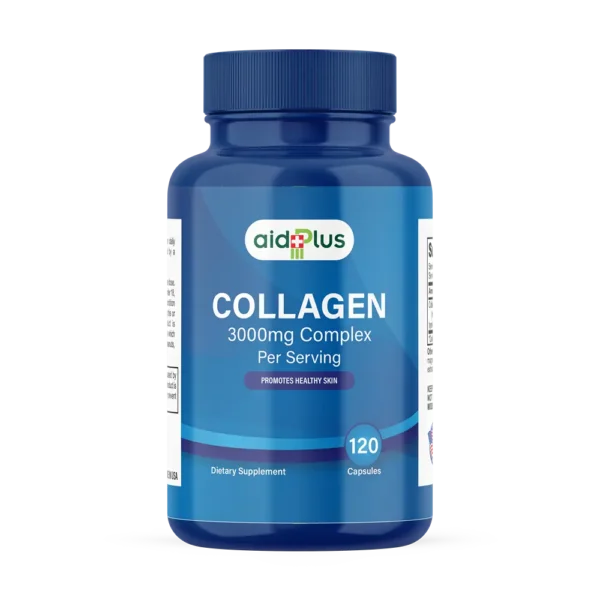 AID PLUS Collagen Peptides 3000mg – 120 Capsules | Type I & III Hydrolyzed Bovine Collagen