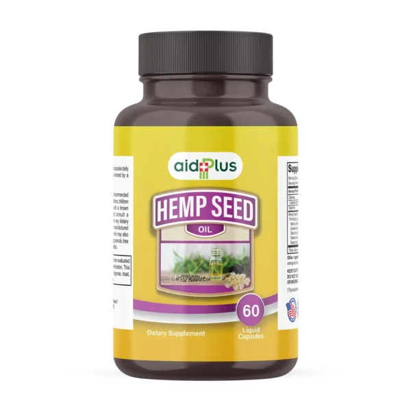 AID PLUS Hemp Seed Oil – 60 Liquid Capsules | Omega 3-6-9 Plant-Based Fatty Acid Supplement