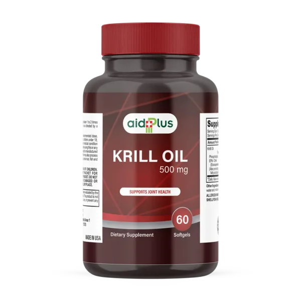 AID PLUS Krill Oil 500 mg – 60 Softgels | Omega-3, Phospholipids & Astaxanthin for Heart & Brain Health