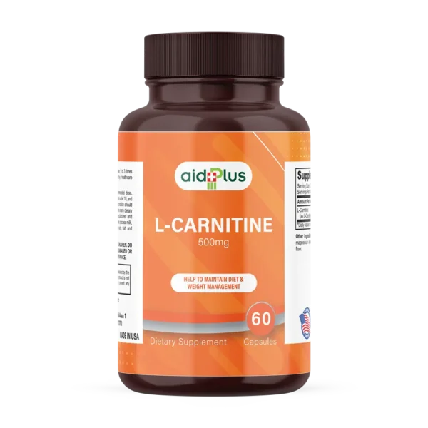 AID PLUS L-Carnitine 500 mg – 60 Capsules | Energy, Fat Metabolism & Workout Support
