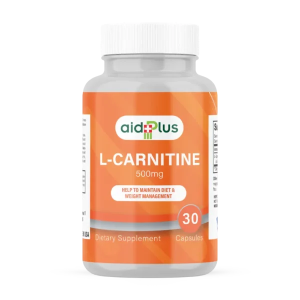 AID PLUS L-Carnitine 500 mg – 30 Capsules | Energy, Fat Metabolism & Workout Support