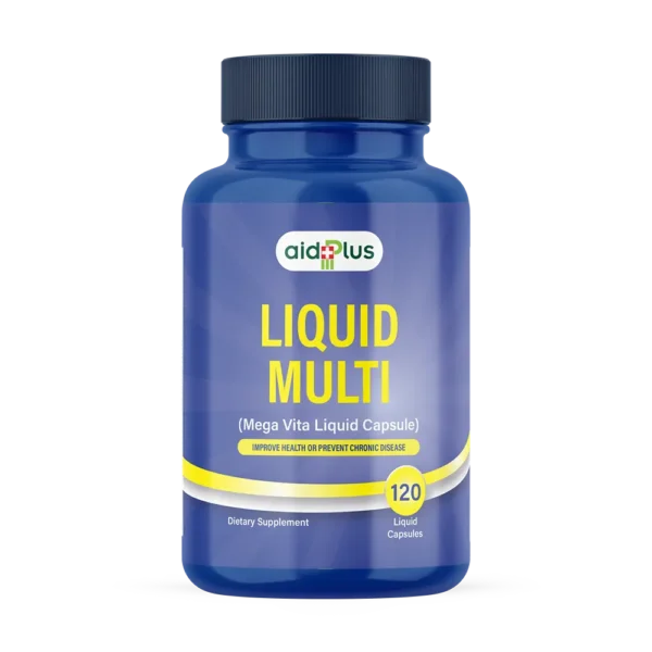 AID PLUS Liquid Multi Caps 120’s – High Absorption Multivitamin with 42 Fruit & Veg Blend + CoQ10