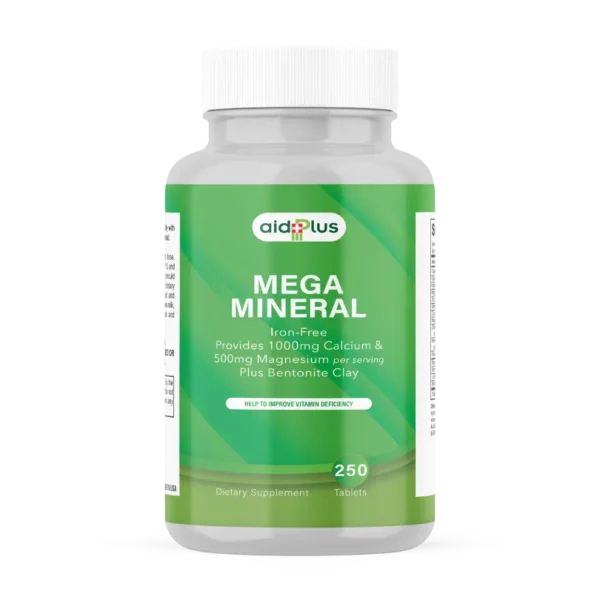 AID PLUS Mega Mineral 250’s – Calcium, Magnesium & Multi-Mineral Supplement (Iron-Free)
