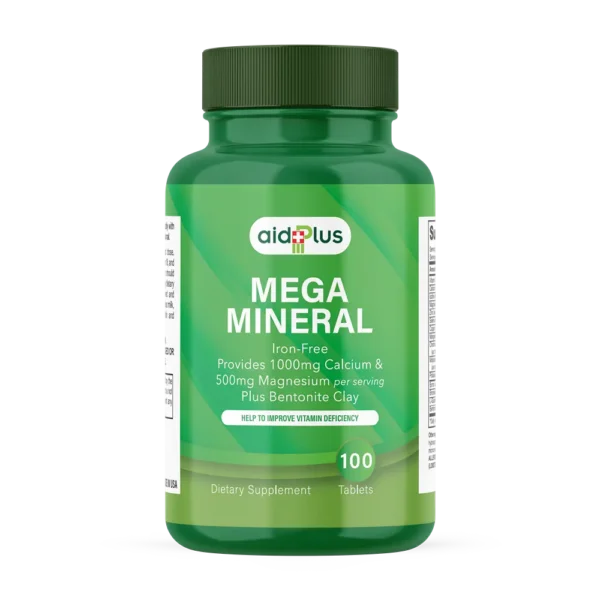 AID PLUS Mega Mineral 100’s – Calcium, Magnesium & Multi-Mineral Supplement (Iron-Free)