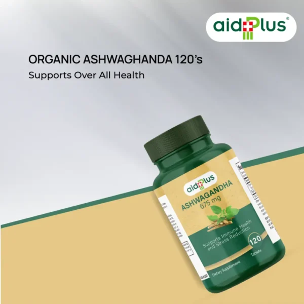 AID PLUS Organic Ashwagandha 120’s – 675mg Stress Relief, Energy & Immune Support - Image 4