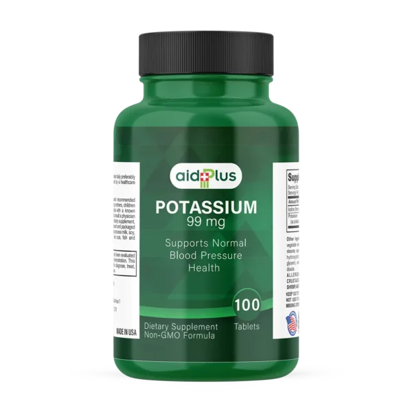 AID PLUS Potassium 99mg 100’s – Supports Blood Pressure & Muscle Function
