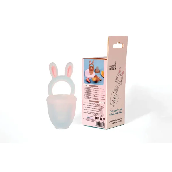 MOMMY'S BLISS Silicon Rabbit Fruit Feeder | 100% Food-Grade Silicone, Easy Clean, Chemical-Free | Pink