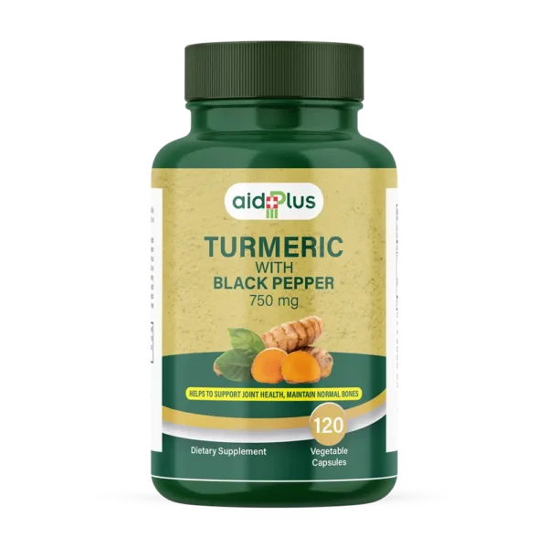 AID PLUS Turmeric 750 mg 120’s – High Strength Curcumin with Black Pepper for Joint & Immune Support