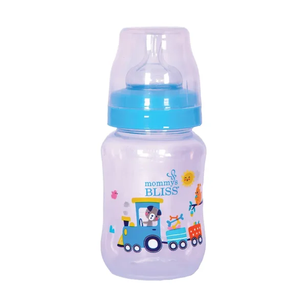MOMMY'S BLISS WIDE NECK FEEDING BOTTLE 240 ML – BPA Free, Anti-Colic, Ideal for 3+ Months | Blue - Image 2